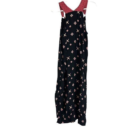 Chico's Design Pinafore Dress Women's 1/S Black Red 90's Chest Pocket‎ Side Slit - Picture 2 of 4